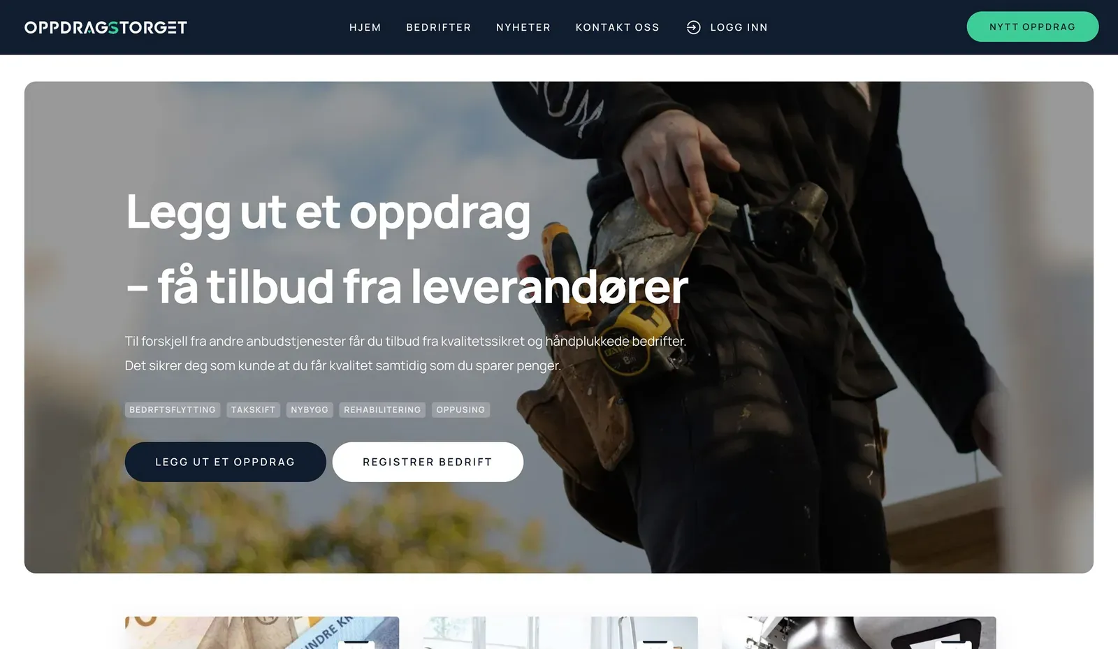 Forsiden til Oppdragstorget