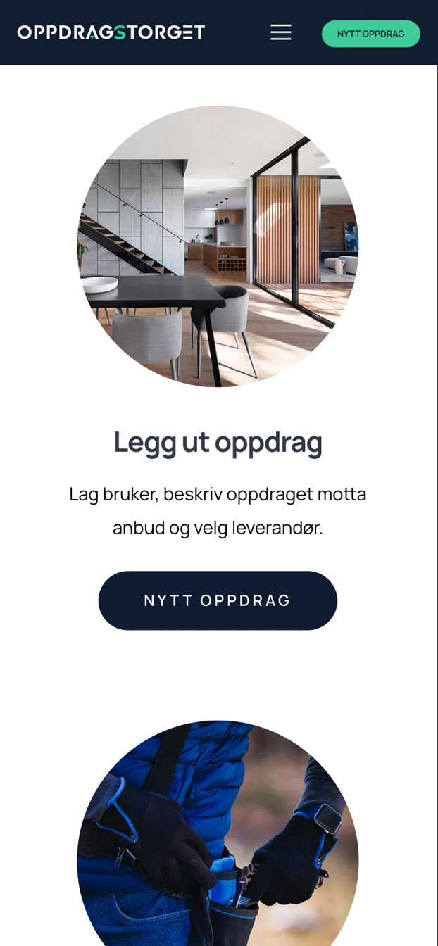 Oppdragstorget på mobil, alternativ side