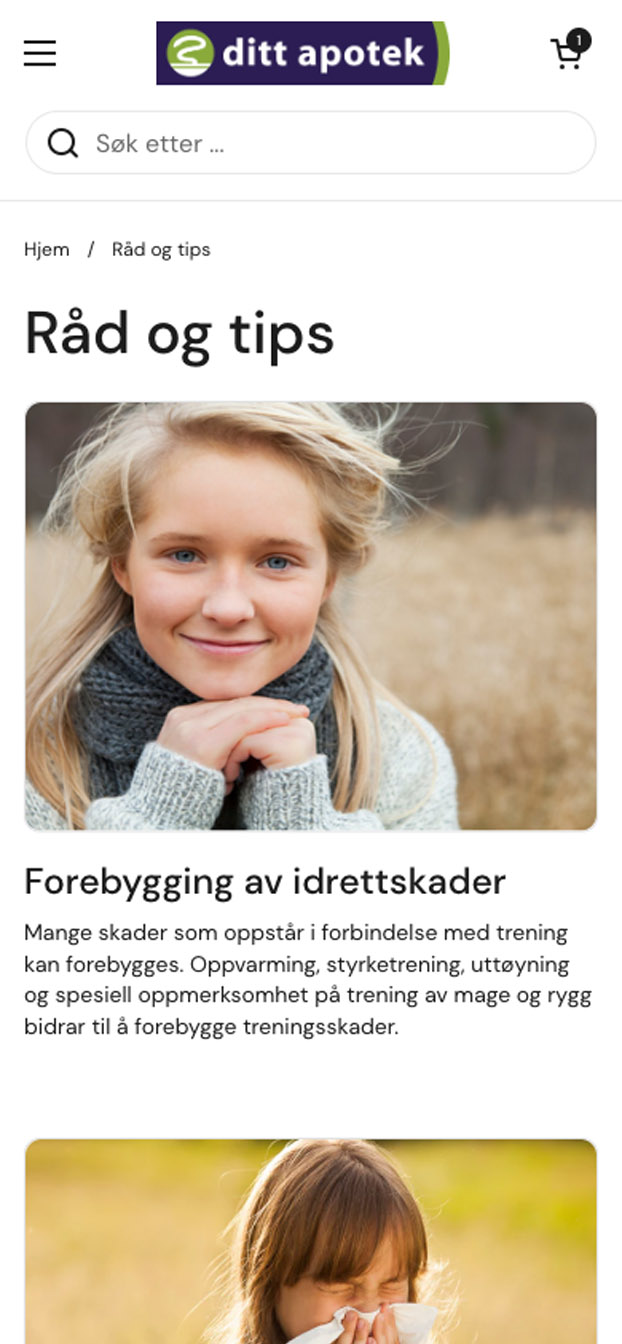 Handlekurv på mobil