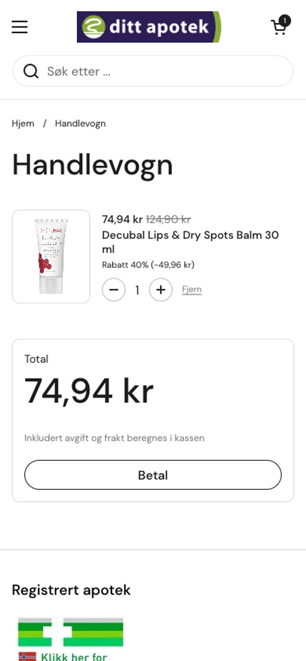 Checkout på mobil