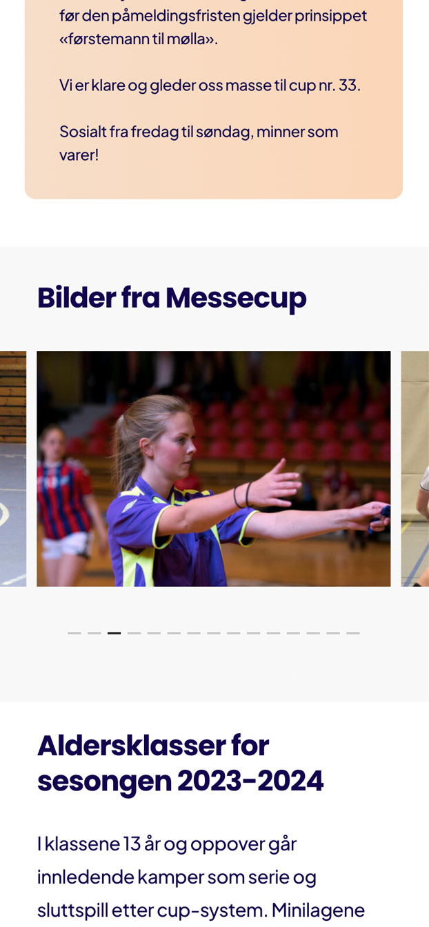 Messecup på mobil, påmelding
