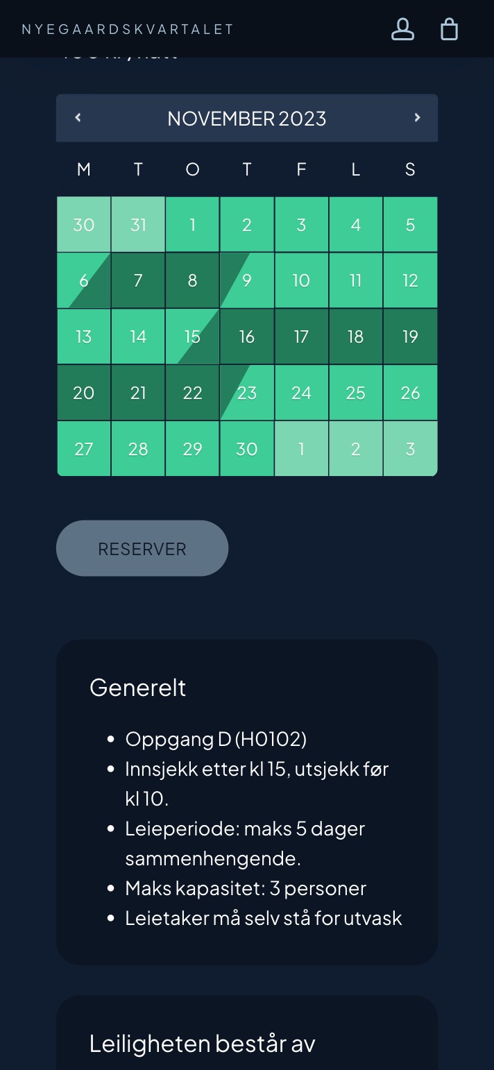 Gjesteleilighet — produktside